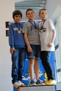 Podio Individual en Categoría Alevín de 2015: Pablo Zaporta (3), Ivan Muñoz (1) y Josu Manterola (2)